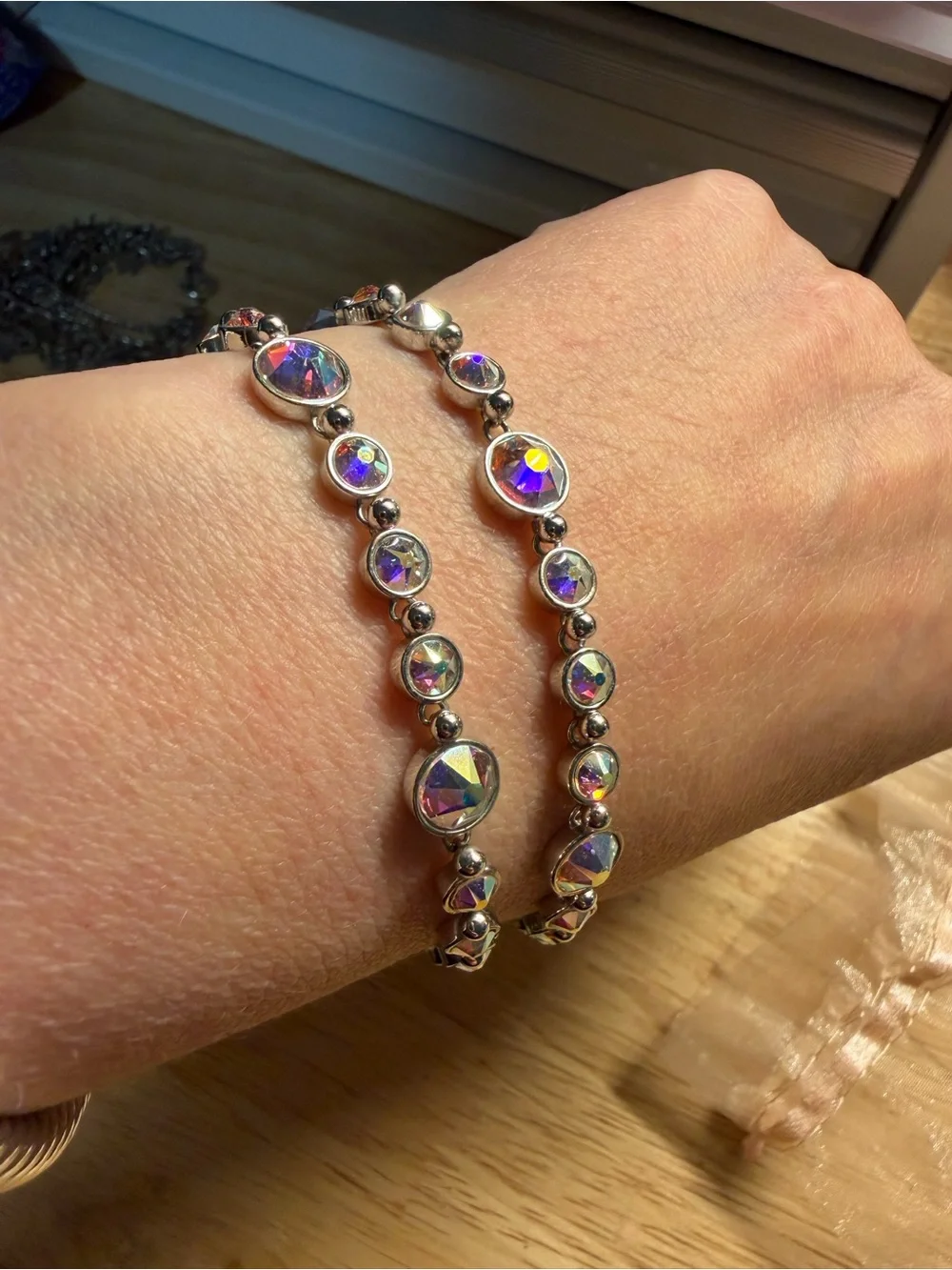 Aurora Crystal Silver-Tone Bracelet - Iridescent Stones Touchstone Crystal